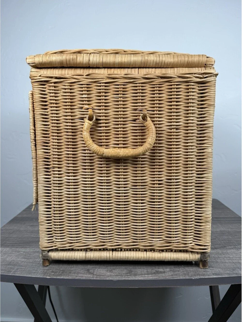 Vintage Wicker Rattan Elephant Storage Basket Hamper Trunk Boho Nursery MCM